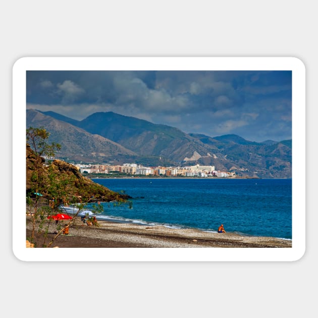 Penoncillo Beach Torrox Costa Nerja Spain Sticker by AndyEvansPhotos